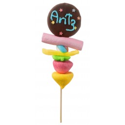 Pincho chocolate con chuches personalizado